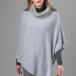 Kinross Cashmere Fur Trim Poncho New